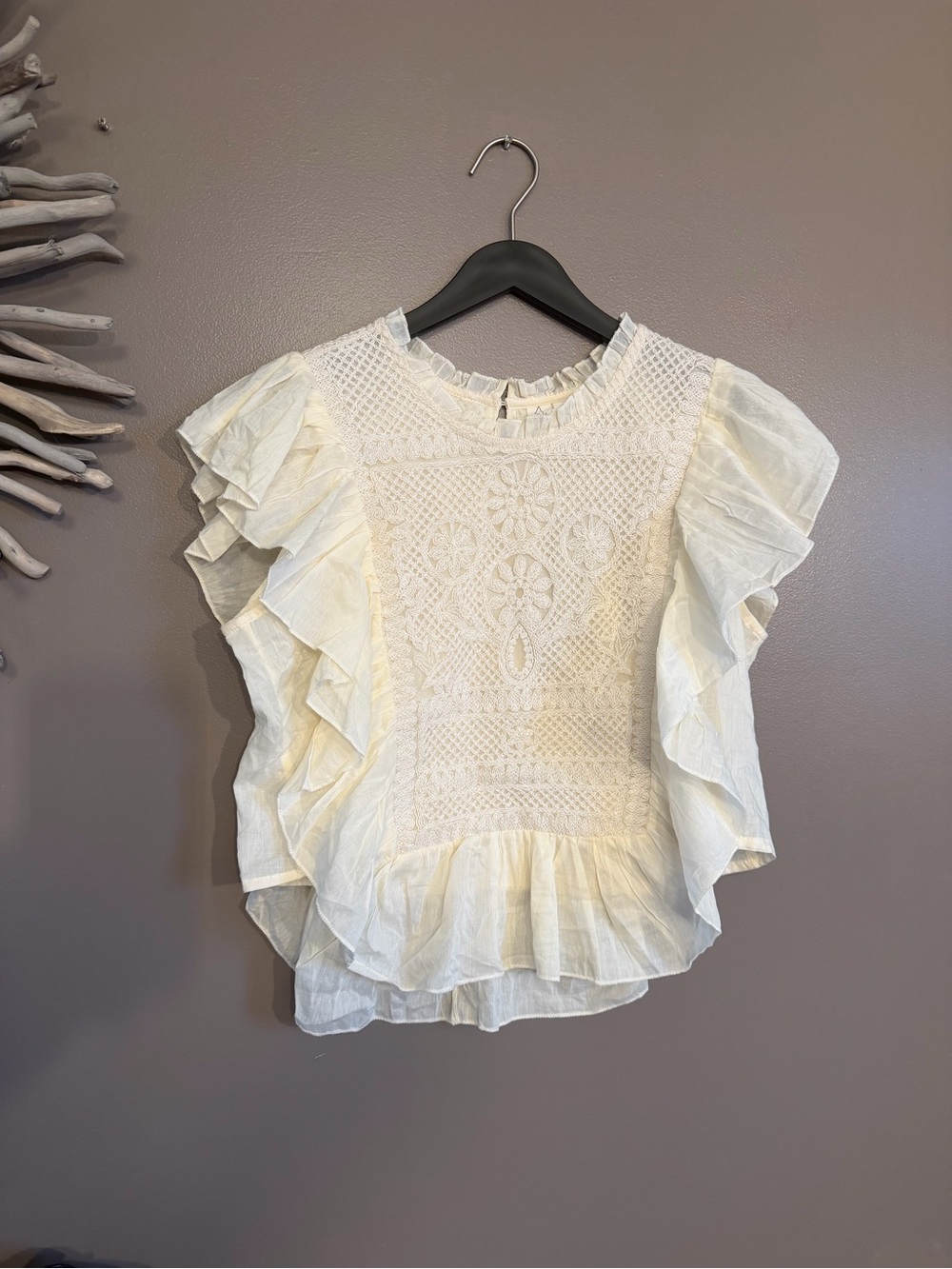 Joie Crochet Knit Top in Cream